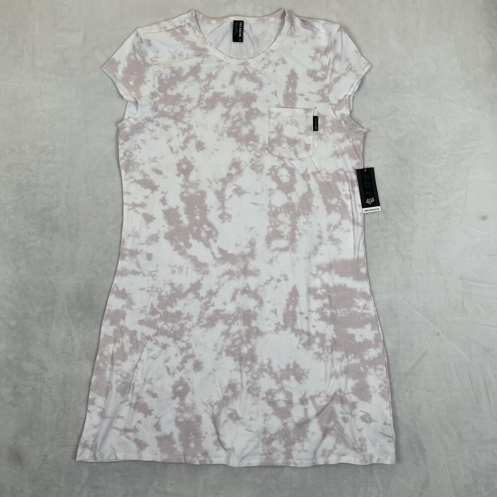 Fox Racing T-Shirt Dress Womens Large Pink Tie Dye Endless Summer Pocket Casual